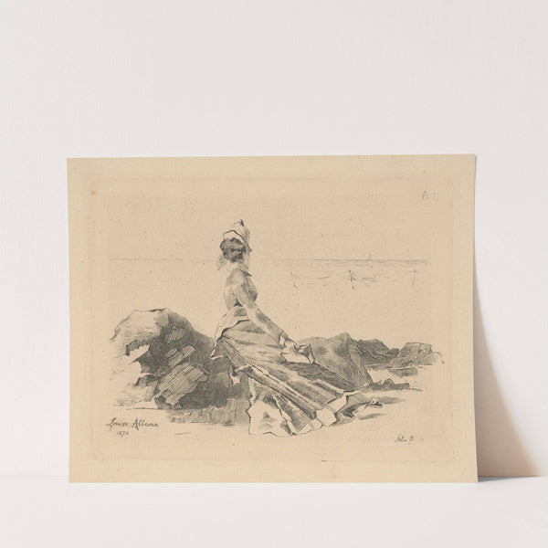 Femme assis sur un rocher (Woman sitting on a rock) (1874) by Louise Abbéma