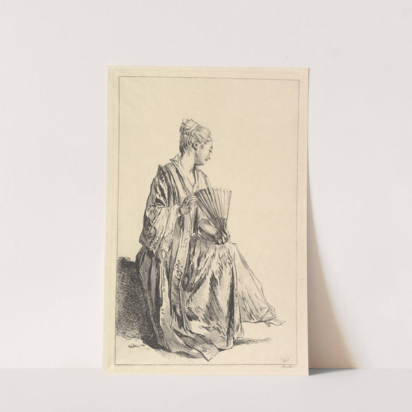 Femme assise, de profil à droite, jouant de l’eventail (1720–70) by François Boucher