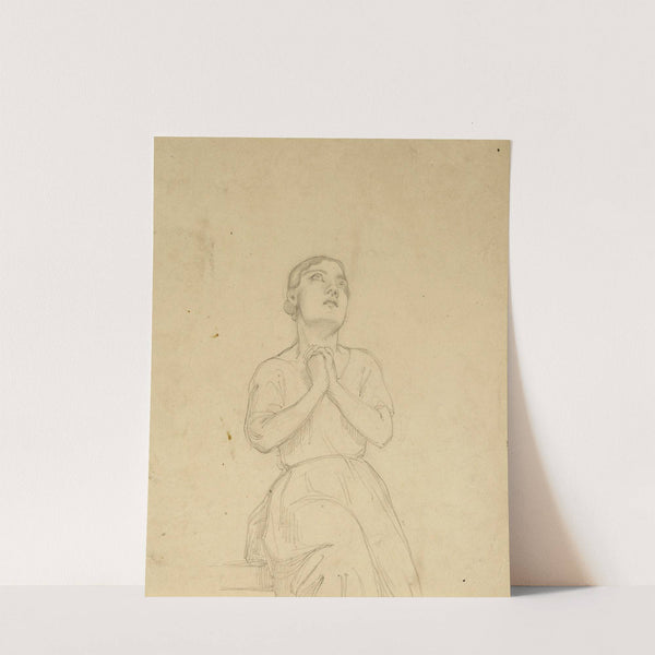 Femme assise, mains jointes au recto by Jean-Achille Benouville