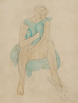 Femme assise vêtue de bleu. Psyché (circa 1900)