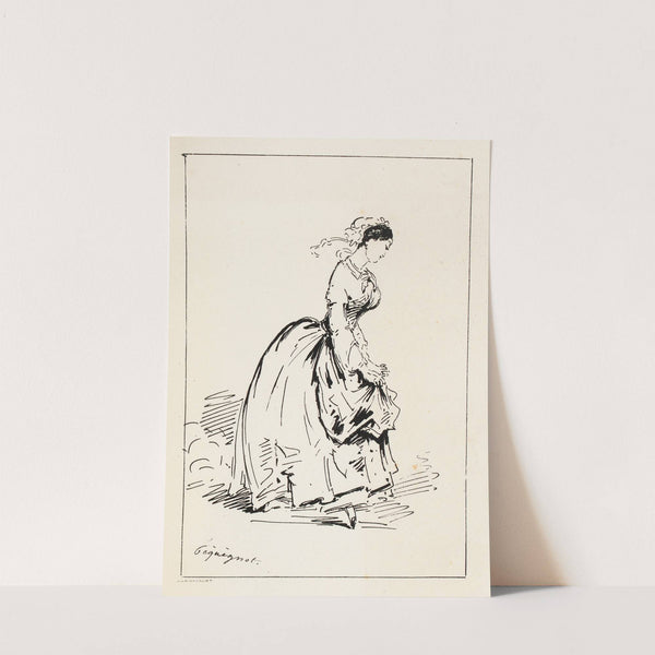 Femme de profil allant sur la droite, remontant son tablier (1850) by Auguste Péquégnot