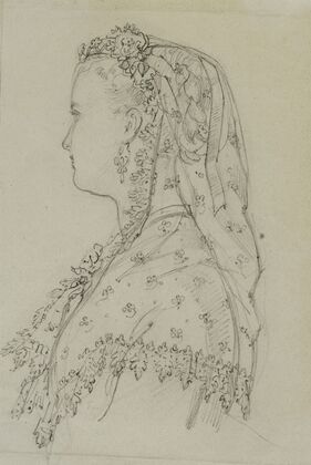 Femme de profil avec voile de dentelle (1862-1872)