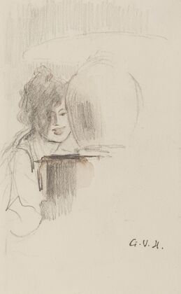 Femme derrière une lampe