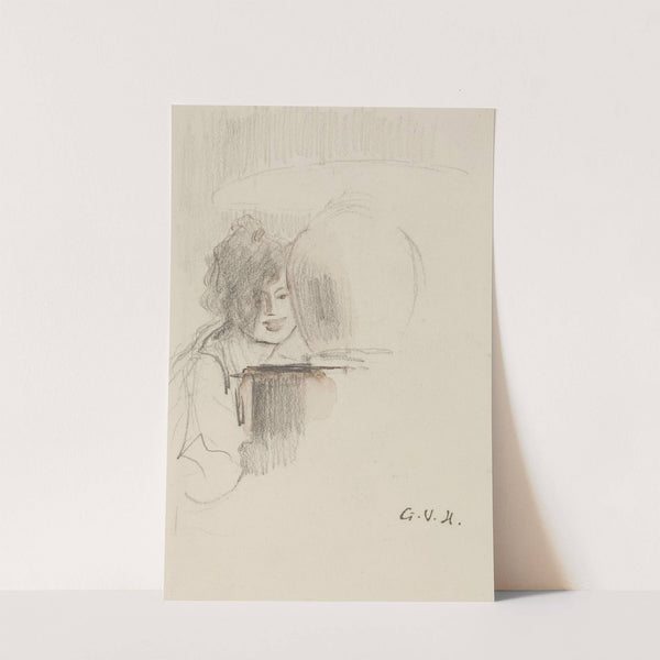 Femme derrière une lampe by Georges Hugo