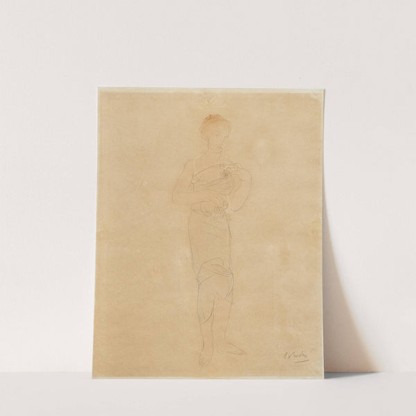 Femme drapée debout aux épaules dénudées. Motifs de fleurs (1896-97) by Auguste Rodin
