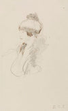 Femme en buste de profil coiffée d’un bonnet