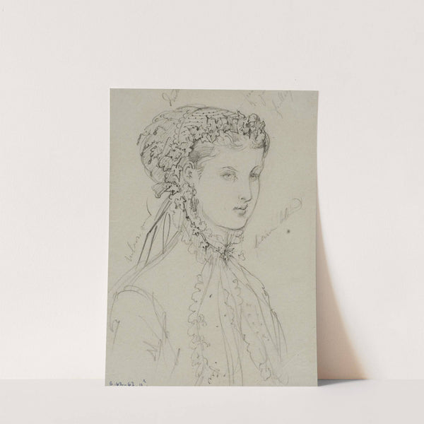 Femme, en buste de trois-quarts, avec coiffe de dentelle (1867) by Anaïs Colin-Toudouze