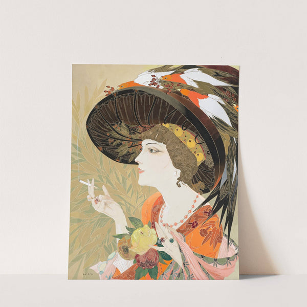 Femme en buste fumant de profil by Georges de Feure