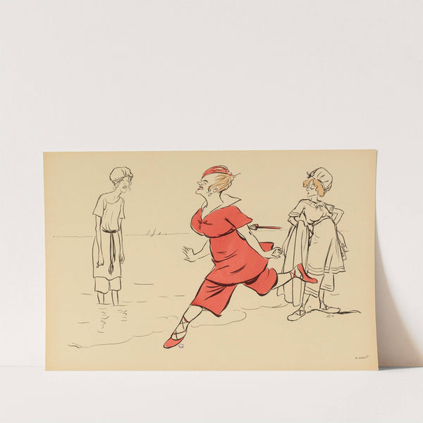 Femme en costume de bain rouge (1919) by Georges Goursat (Sem)