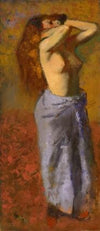 Femme en peignoir bleu le torse découvert (circa 1887-1890)