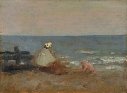 Femme et Enfant au Bord de la Mer, Étretat