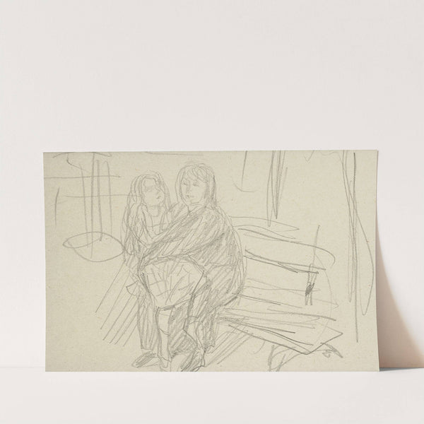 Femme et enfant sur un banc by Pierre Bonnard
