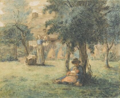 Femme étendant son linge