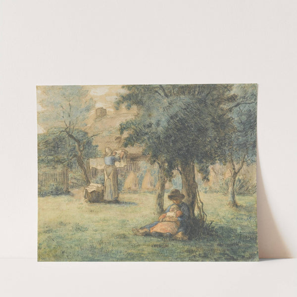 Femme étendant son linge by Jean-François Millet