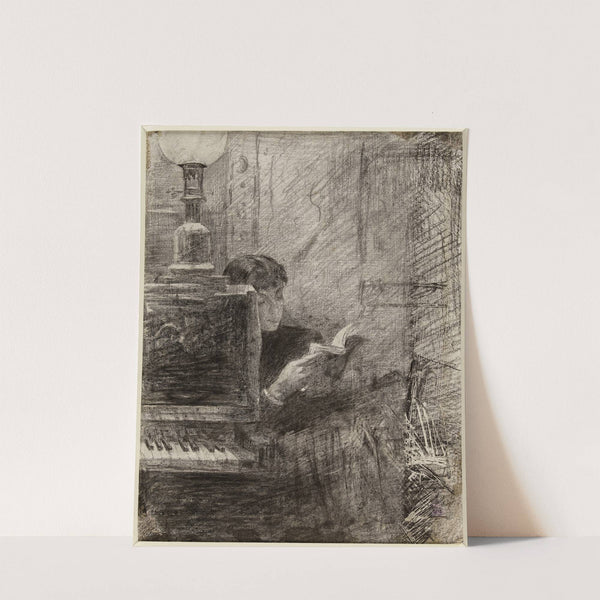 Femme lisant à l’angle d’un piano (19th Century) by Marie Bashkirtseff