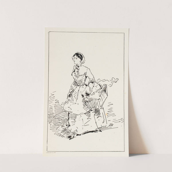 Femme marchant sur la droite, un panier dans les bras (1850) by Auguste Péquégnot