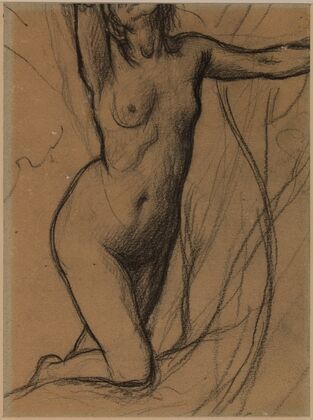 Femme nue à genou, de face