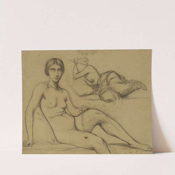 Femme nue assise et femme demie-nue couchée by Jean-Achille Benouville