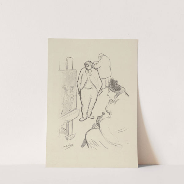 Femme regardant un tableau posé sur un chevalet (1895-1900) by Henri-Gabriel Ibels