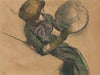 Femme tenant un chapeau