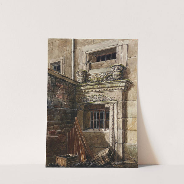 Fenêtre ornée de sculptures, courette à charbon d'une maison sise 27 rue du Jour by Henri Berthaut