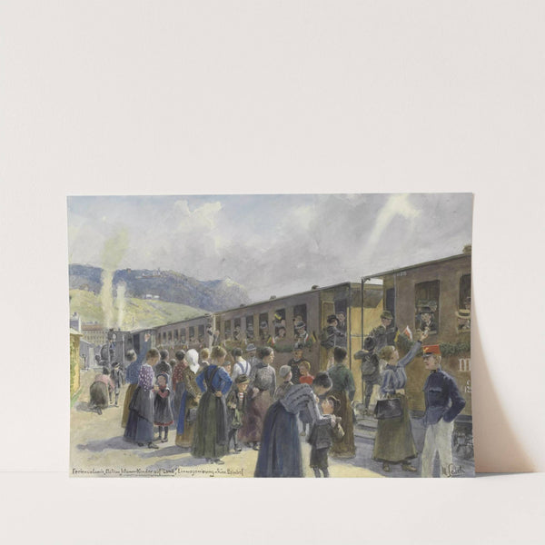 Feriencolonie, Action ‘Wiener Kinder auf’s Land’ Einwagonierung a Fr. Jos. Bahnhof (1916) by Moritz Ledeli