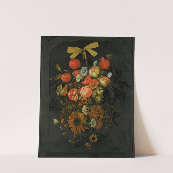 Festoon of flowers and fruit by Cornelis de Heem