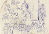 Feuille d’études avec nombreuses caricatures