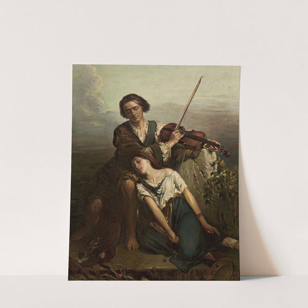 Fiddler and a Gypsy woman (Consolation) (after 1851) by Louis Gallait