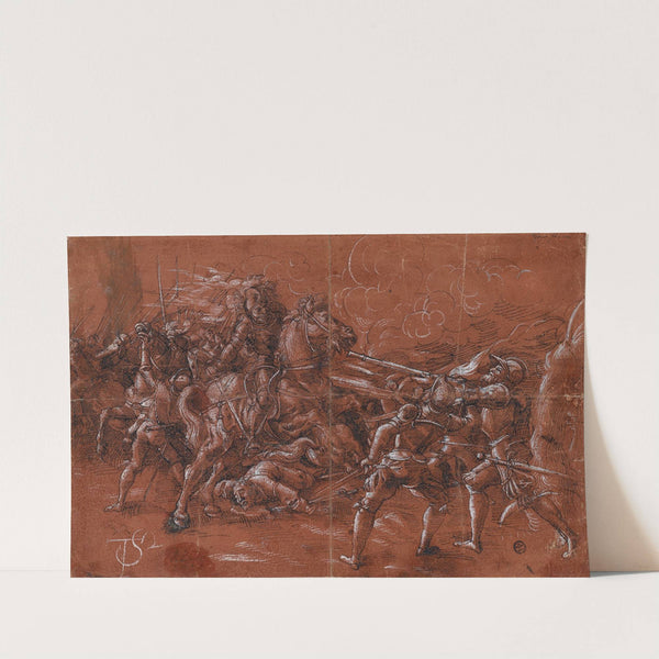 Fight between horsemen and infantry by Tobias Stimmer