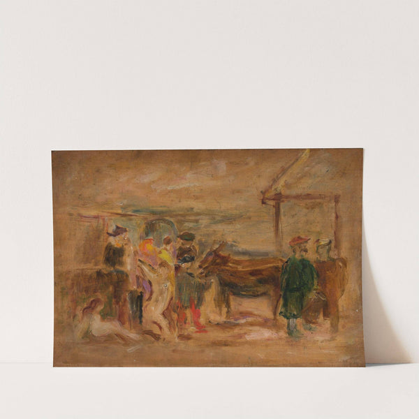 Figural scene with donkeys by Tadeusz Makowski