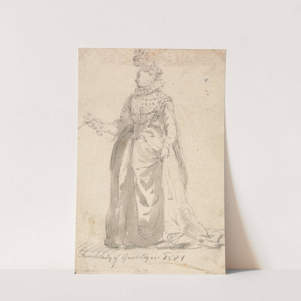 Figure Costume Study; French Lady of Quality in 1501 by Thomas Girtin