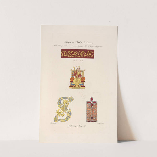 Figure de Charles-le-chauve, tirée ainsi que les ornemens des heures M Ses. de cet empereur. by Nicolas Xavier Willemin