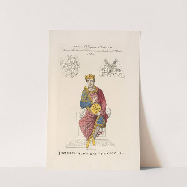 Figure de l'empereur Charles II. Peinte au frontispice d'une bible conservée au monastère de St. Calixte à Rome. by Nicolas Xavier Willemin