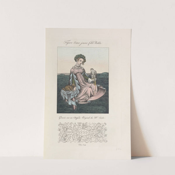 Figure d'une jeune fille noble; gravée sur un dessin original du XVe. siècle by Nicolas Xavier Willemin