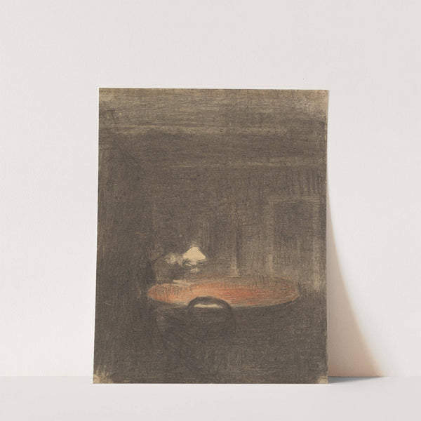 Figure Reading at a Table in an Interior at Night by Vilhelm Hammershøi