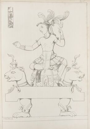 Figure seated on a bench in the form of an animal