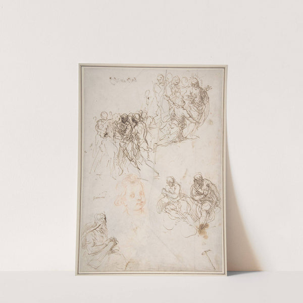 Figure Studies; The Arrest of Christ, Christ and the Canaanite Woman, Seated Male Figures, and Head of a Child by Jacopo Palma il Giovane