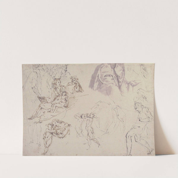 Figure Studies; The Holy Family, a Running or Dancing Child, Drapery Studies by Francesco Curia