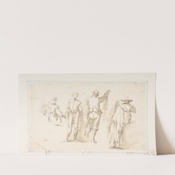 Figure Studies; Two Standing and Two Seated Men (1609-1675) by Domenico Gargiulo
