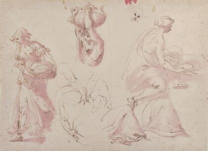 Figure Studies; Woman Carrying a Basket; Woman Carrying a Vase, and Woman Seated at a Table