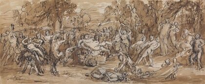 Figure Study of a Bacchanalia Celebration in a Wooded Landscape