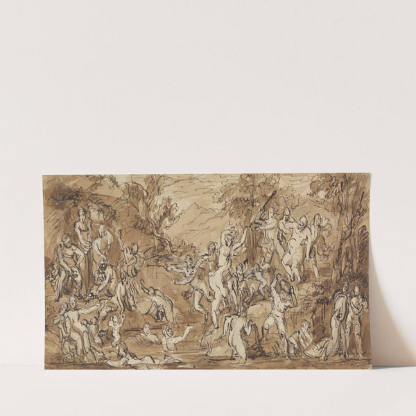 Figure Study of a Bacchanalia Celebration in a Wooded Landscape. by Robert Smirke