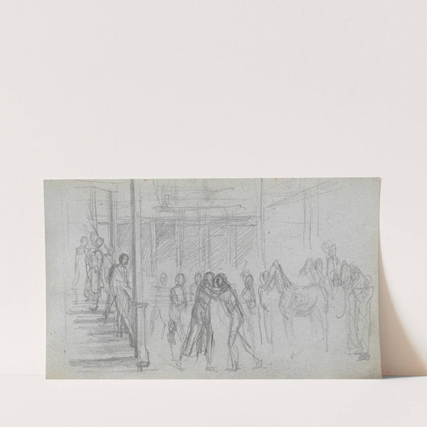 Figure Study, Stairway, Horse (1860s) by Ernest Meissonier