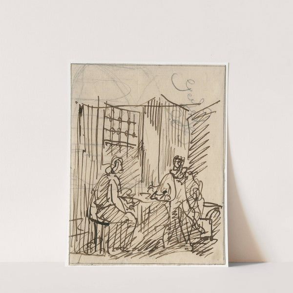 Figuren aan tafel: Oldenbarnevelt in gevangenschap by David Humbert de Superville