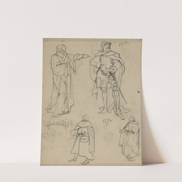 Figuren in kostuums uit 1350 en 1370 (1885) by Marius Bauer