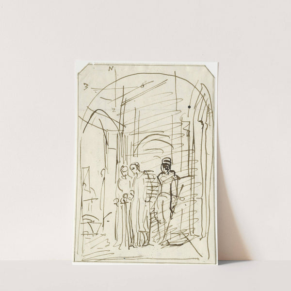 Figuren in portaal: Oldenbarnevelt voor de executie by David Humbert de Superville