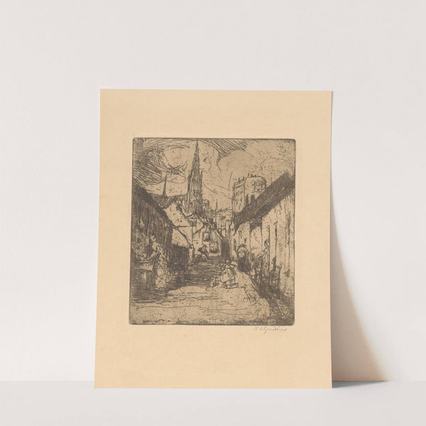 Figuren op straat in een Belgisch dorp (1888-1934) by Willem Adrianus Grondhout