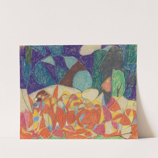 Figurengruppe unter lila-grünen Formen (1920) by Adolf Hölzel