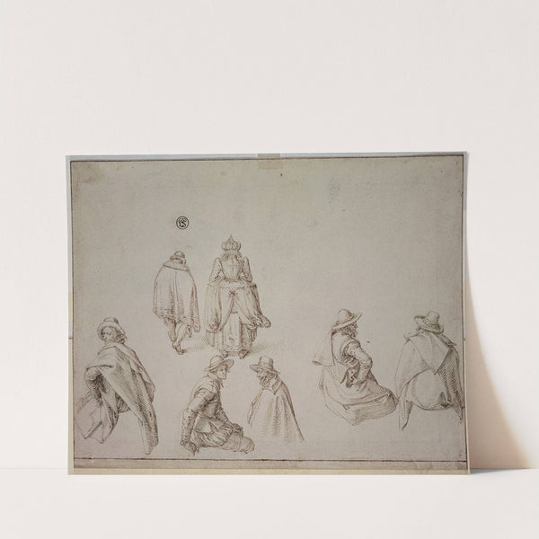 Figurenstudien für den 'Landsegelwagen des Simon Stevin' by Jacob de Gheyn II